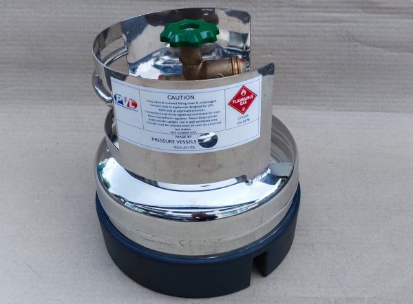Shiny 1.3Kg Stainless Steel LPG Cylinder - Image 2